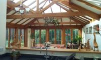 Garden room with internal trusses and glazed ridge